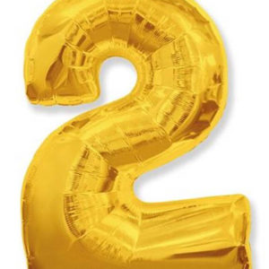 Фольгированный шар "Цифра 2 Золото"