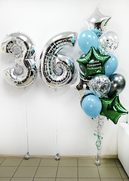 Композиция из шаров с цифрой 36