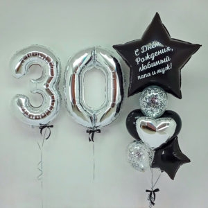 Композиция из шаров с цифрой 30